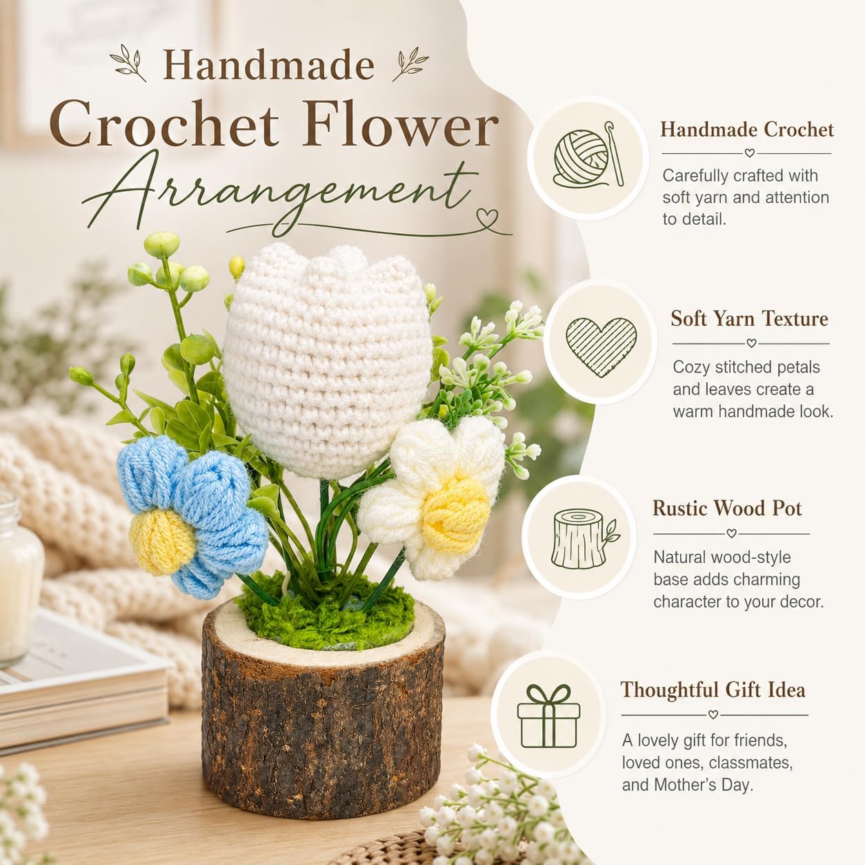 Handmade Crochet Sunflower Bouquet – Knitted Flower Gift & Home Decor - Image 4