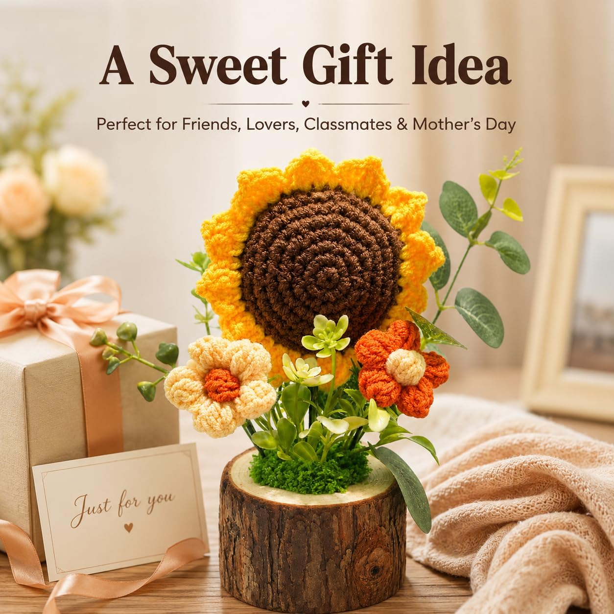 Handmade Crochet Sunflower Bouquet – Knitted Flower Gift & Home Decor - Image 2