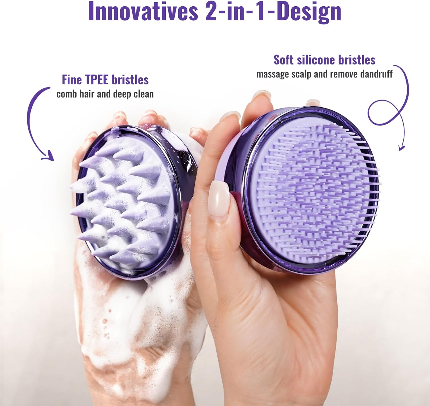 Best 2 in 1 Scalp Massager Hair Growth,Scalp Scrubber with Soft Silicone Bristles(Purple) - Image 4